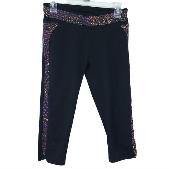 Fabletics Crop Leggings Black Multicolor Fits Like Small Workout Pants Athletic - Picture 1 of 3
